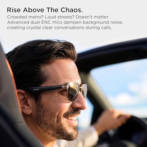 Image of Pebble Onyx Smart Glasses 5.4 with Dual Speakers, BT Calling, Voice Assistant & 10-Hour Battery | Premium Metal Hinge Design (Quantum Grey)