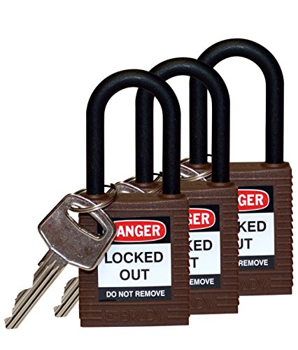 Brady 123339 Lockout Padlock, Keyed Alike, 1/4", Brown