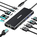 USB C Hub Multiport Adapter, USBC Hub with Ethernet HDMI, 10 IN 1 USB-C Dock to 4K HDMI,Ethernet,100W PD,4 USB Ports,SD/TF, USB Type C Dongle for MacBook,Dell,HP(Black)