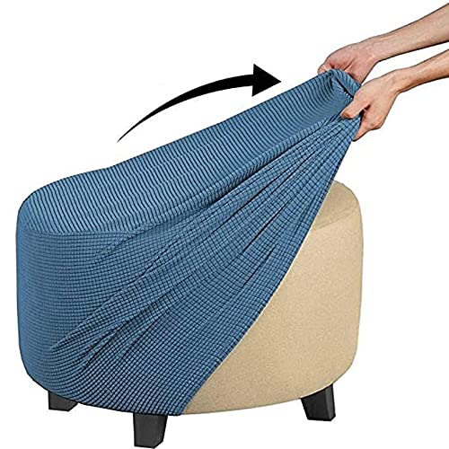 Round Ottoman Covers Stretch Ottoman Footstool Slipcover pouffe Cover Spandex Jacquard Fabric Round Protect Anti-Slip Slipcover Washable (Color : A, Size : Diameter 22"-23")