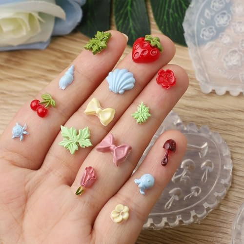 Molirex 10 Pcs Polymer Clay Molds Small Flower Bows Seashell Cherry Mini Leaf Clay Silicone Molds DIY Earring Molds for Polymer Clay Jewelry Making — view 3