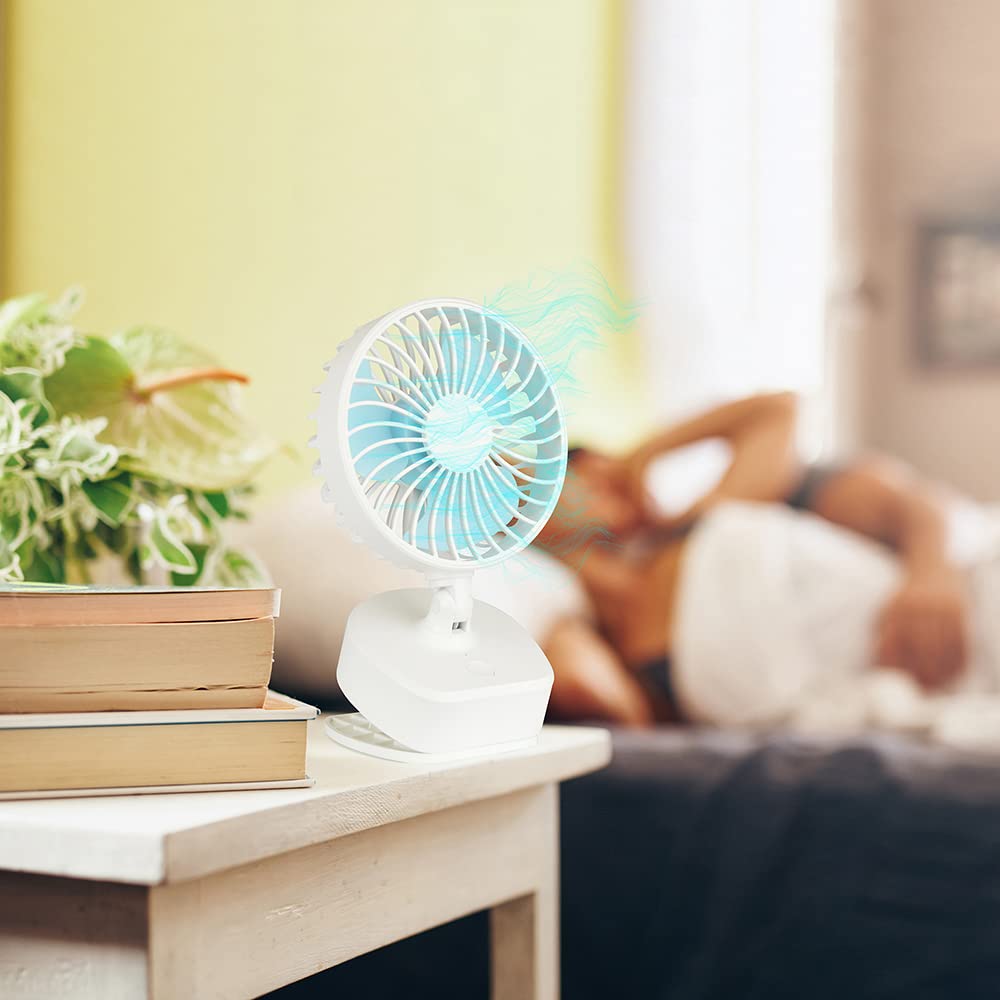 STAYCOOL Mini 4" Quiet Portable and Personal USB Rechargeable Clip or Desk Fan, 3 speeds, 360 adjustable - Image 3