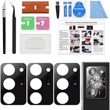 3-Pack Galaxy Note 20 Ultra Back Camera Lens Glass Replacement, Original Scratch-Resistant Full-Glass High-Transparency Standard Wide Angle Lens, Mystic Black