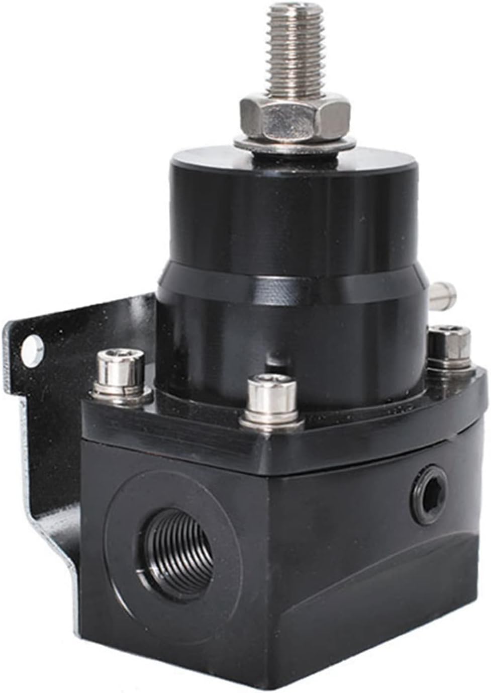 WFLNHB Universal Adjustable Fuel Pressure Regulator Kit with 0-100 psi Gauge and AN-6 Fuel Line Hose Fittings Black