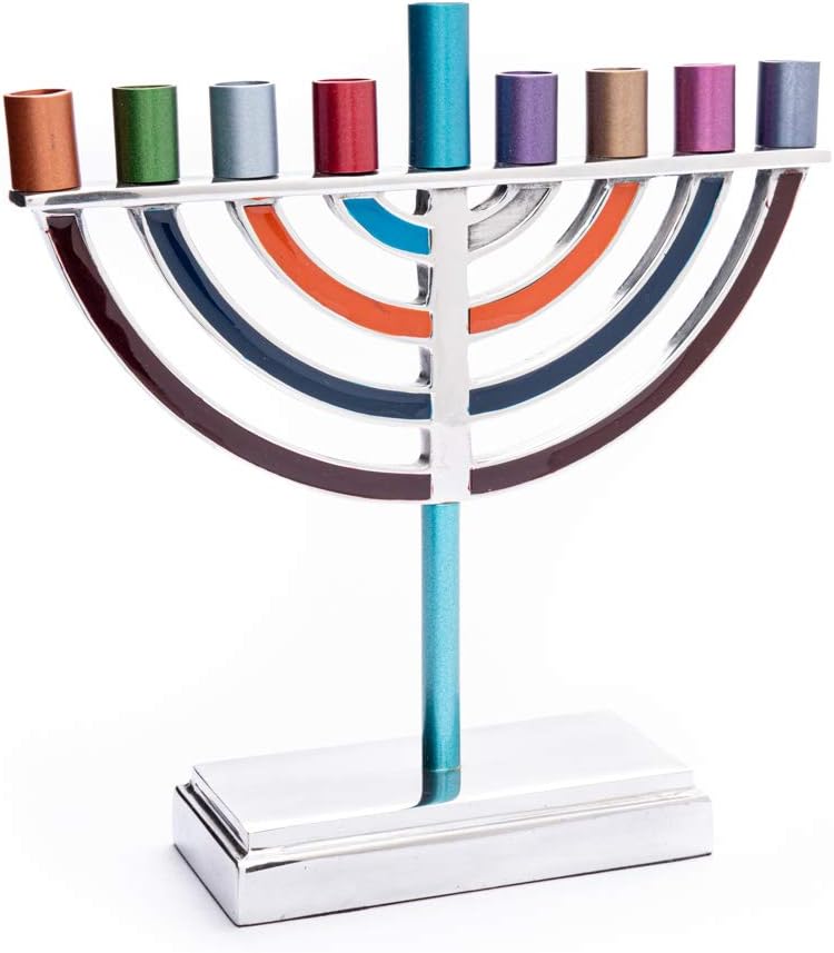 Yair Emanuel Hanukkah Menorah Classic Style Colored Branches (Multi Color, Small)
