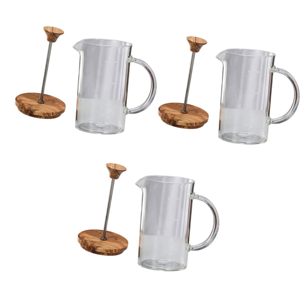 Cabilock 3pcs Creative Coffee Glass Press Kettle Borosilicate Coffee Pot with Lid Convenient Manual Maker for Home Office Restaurant Use present for Lovers