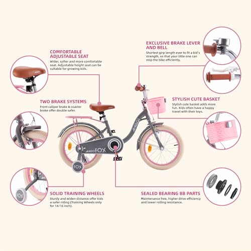 Image of Royalbaby Princess Girls Kids Bike 12 14 16 18 20 Inch Children Bicycle with Basket for Age 3-12 Years