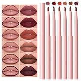 AOAZXBB 6 Colors Lip Liner Set Velvet Matte Lip Liner Pencil Creamy Smooth Brown Dark Red Retractable Lip Crayon for Daily Makeup