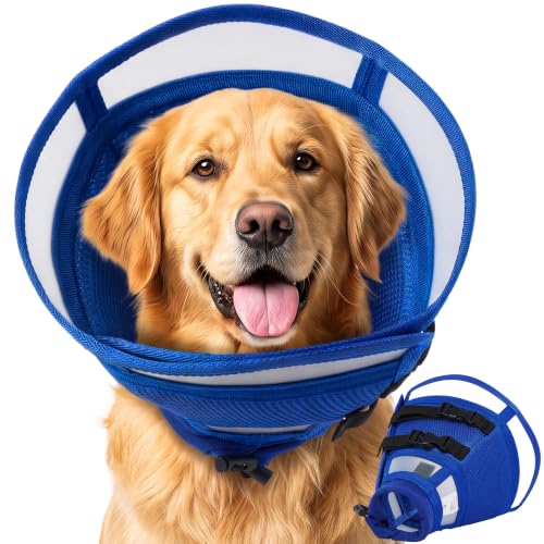 Kuoser Dog Post Surgery Cone Collar Protective Collar for Dogs, RoyalBlue L