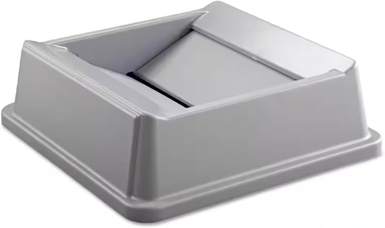Swing-Top Lid for 35 Gal. Square Trash Can – Durable Gray Plastic