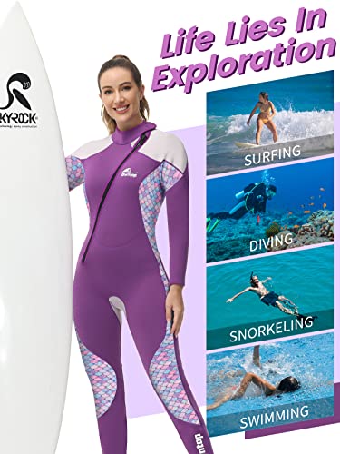 Protauri Wetsuit Women 3Mm，Thicker Neoprene Diving Suit Front Zip Keep Warm In Cold Water, One Piece Full Body Wetsuits Long Sleeves Swimsuit Uv Protection For Surfing/Scuba/Snorkeling/Swimming #TOP5