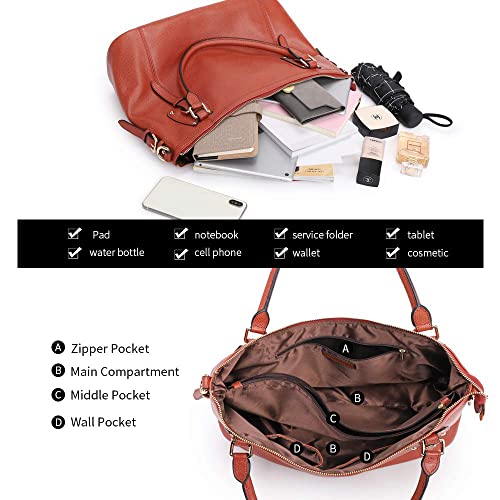 Kattee Genuine Leather Handbags Tote Shoulder Bag for Woman Satchel Designer Purse Top Handles Crossbody Bag Large Capacity - Image 5