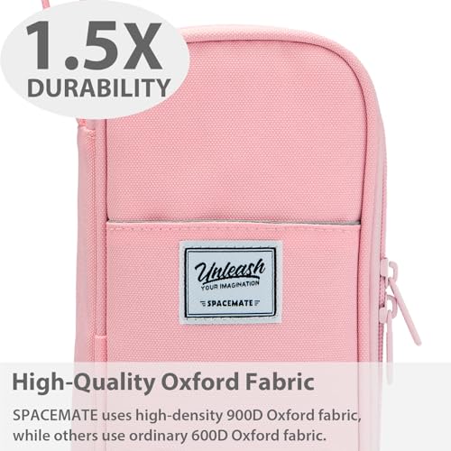 Image of SPACEMATE Pencil Case Pouch Box Bag School Supplies Girls Boys Kids, Cute Preppy Stuff Large Big Capacity Aesthetic Pen Organizer, Back to College Stationary, Pink, Classic Stlye, 1800ml