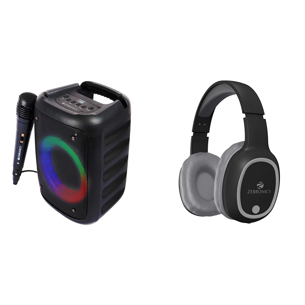 Zebronics Zeb-Buddy 100 Portable BT v5.0 Speaker with TWS, 15W RMS, Wired mic Karaoke, 5H Backup, RG