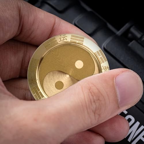 Haptic Coin Fidget Slider - EDC Haptic Slider Magnetic Metal Fidget Toy Fidget Coin, ADHD Autism Sensory Toys Stress Relief Toys Office Desk Toys Fidget Toys for Adults (Taichi) - Thumbnail 3