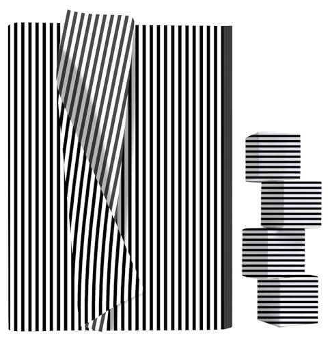 AVXINSOK 100 Sheets Black Striped Tissue Paper 14 x 20 Inches Black and White Striped Gift Wrapping Tissue Paper for Gift Bags Wedding Birthday Party Packaging Crafts