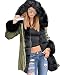 Roiii Women Thicken Warm Winter Coat Hood Parka Overcoat Long Jacket Outwear,Amry Green,XX-Large