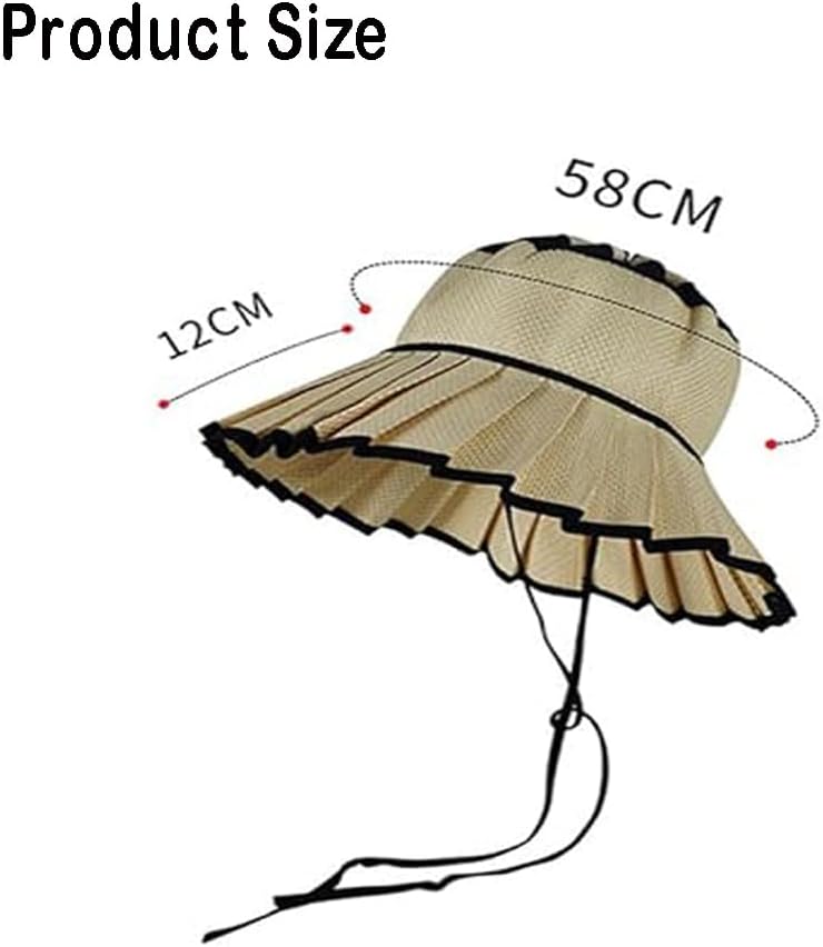 Women's Lorna Murray Hat, Reversible Pleated Straw Sun Hat, Wide Brim Foldable Breathable Beach Cap for Summer Travel