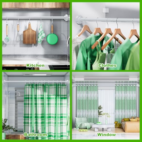 Image of Ausemku Shower Curtain Rod - 32-43 Inch Rustproof Tension Rod, Non-Slip Spring Design, No Drilling Adjustable Curtain Rod for Bathroom, Kitchen, and Closet(White)
