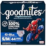 Huggies Goodnites Boys Bedwetting Night Time Underwear, Goodnites, S/M (43-68 lb.), 44 Ct