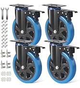 RRIUTO Lot De 4 Roulettes Lourdes 65 Mm Avec Frein – Charge Totale 1500 Kg – Pivotantes 360° Pour Meubles Et Chariots