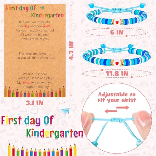 Image of Back to School Supplies, First Day of Kindergarten Bracelet, Back to School Bracelet Mommy and Me, Prek Matching Wish Bracelets Set, Adjustable Bracelet for Boys Girls Gifts Stuff Bulk