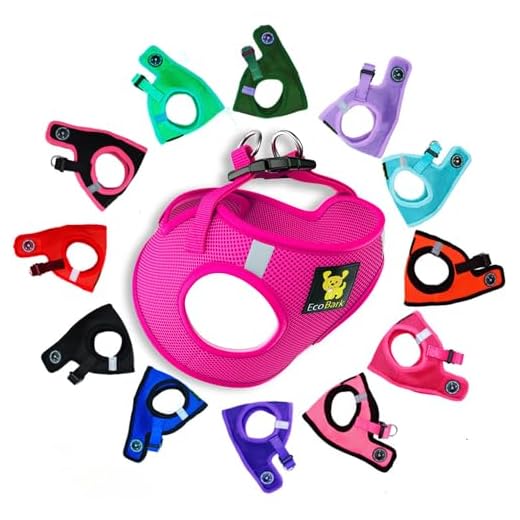 EcoBark Step in Dog Harness - Teacup Dog Harnesses for XXS, XS, and Small Dogs - Soft Mesh No Pull Mini Body Halter - Puppy to Senior Dogs - Toy Breed Dog Harness Vest Under 5 pounds lbs (Pink, XXXS)