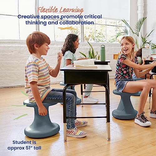 Image of ECR4Kids Twist Active Wobble Stool, 14in Seat Height, Classroom Furniture, Dark Grey