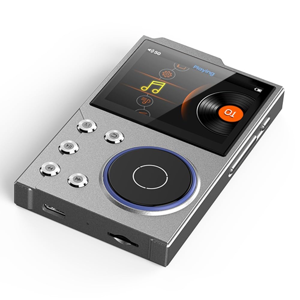 Lettore MP3 portatile TFT da 2,4 pollici con Unibody in lega di zinco, SNR 93 dB, slot per schede TF (fino a 128 GB), WAV/FLAC/APE/DSD256 audio senza perdite, principianti e anziani