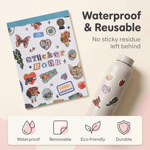 Image of PATPAT 50 Sheets Sticker Book for Journal, 1300 Cute Designs