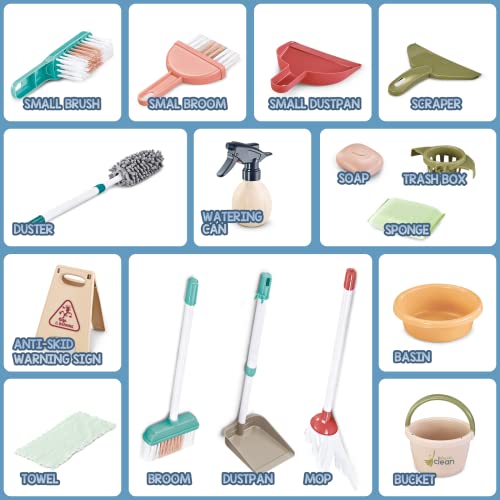 Kids Cleaning Set For Toddlers, Detachable 20 Pcs Pretend Play Set, Educational Toddler Cleaning Carts #TOP4