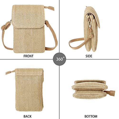 MINICAT Roomy Pockets Series Small Crossbody Bags Cell Phone Purse for Women (Grass Weaving White) - Thumbnail 5