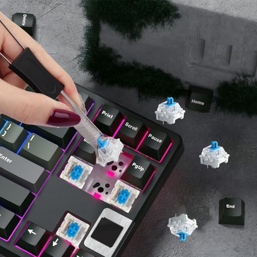 20 Stück Blaue Switches für Mechanische Tastatur, 3-Pin Clicky Keyboard Switches Set mit Puller, Kompatibel mit MX für Gaming & Büro, Präzises Taktiles Feedback Tastatur Zubehör