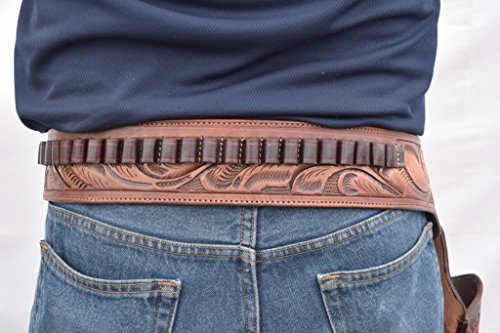Gun Holster & Belt Cowboy Western Style Rig .22 Cal Single Drop Holster Standard .22 Barrel Two Tone Brown Floral Tooled Size 42 #TOP2