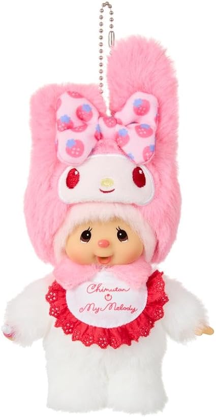 Sekiguchi 244461 Monchichi Chimutan x My Melody Key Chain, H5.9 x
