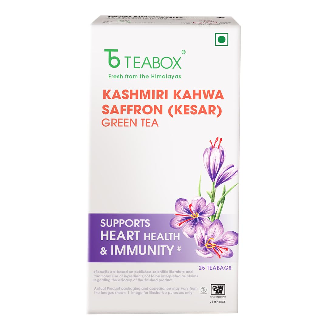 Teabox Fresh Kashmiri Kahwa Saffron (Kesar) Green Tea