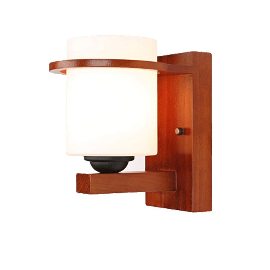 Luz de noche decorativa y cálida: lámpara de pared de estilo chino en madera maciza
