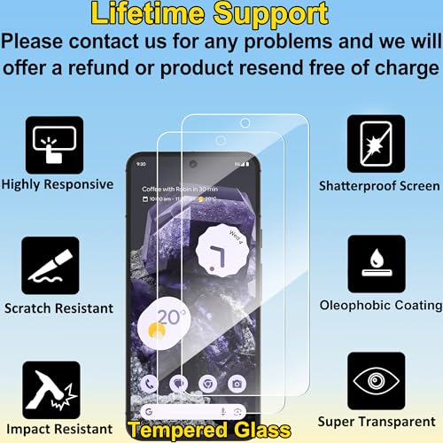 4youquality Screen Protector for Google Pixel 8 (6.2-Inch), Tempered Glass Film, 2-Pack, [LifetimeSupport][Impact-Resistant][Anti-Scratch]