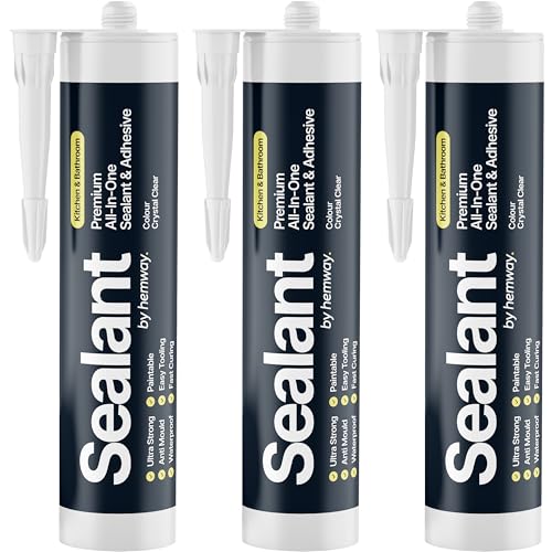 Sellador y adhesivo transparente híbrido para cocina y baño 300ml pack 3 miniatura 1