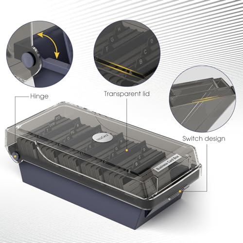 Maxgear MAXGEAR-BUSINESS-CARD-BOX-500-GRAY Business Card Holder For Desk, Business Card Case Organizer, Credit Card Holder File thumb #1