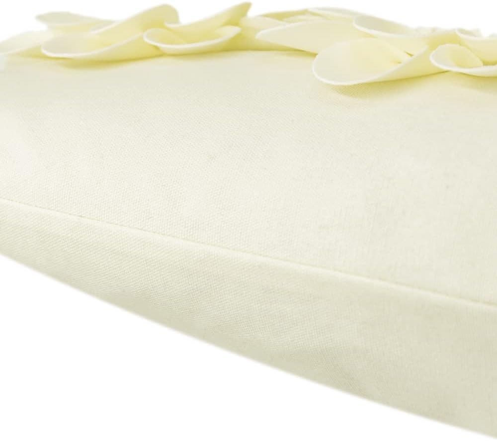 JWH 3D Flower Throw Pillow Cover Decorative Floral Accent Velvet Cushion Lumbar Pillowcase for Home Bed Sofa Couch Chair 12x20 Inches Creamy White