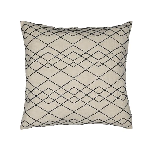 Image of Wakefit Designer Cushion Cover | 16x16 inch | Heavy Embroidery | Cotton & Linen Fabric on Both Sides | Pack of 1 | Abstract Triangle Navy
