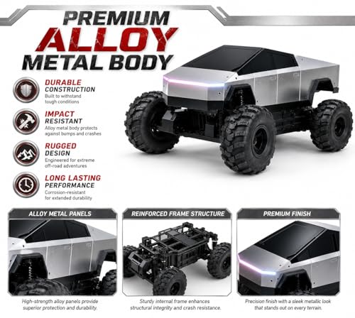 Image of Remote Control Sports Car & Off-Road SUV Toy for Kids, High Speed RC Racing with Wireless Remote, Realistic Lights & Premium Design Gift for Boys Girls (SH-9221-cybertruck)