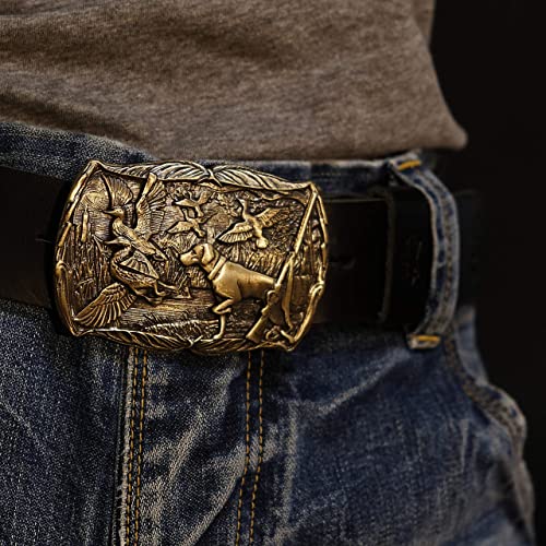 Belt Buckle Duck Hunting, Handmade Hunter Trophy Solid Brass Belt Buckle Duck Hunting Season #TOP5
