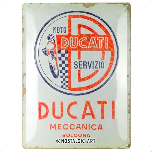 Nostalgic-Art Plaque rétro, 30 x 40 cm, Ducati – Moto Servizio Meccanica – Idée cadeau pour motards, Official License Product (OLP), en métal, design...