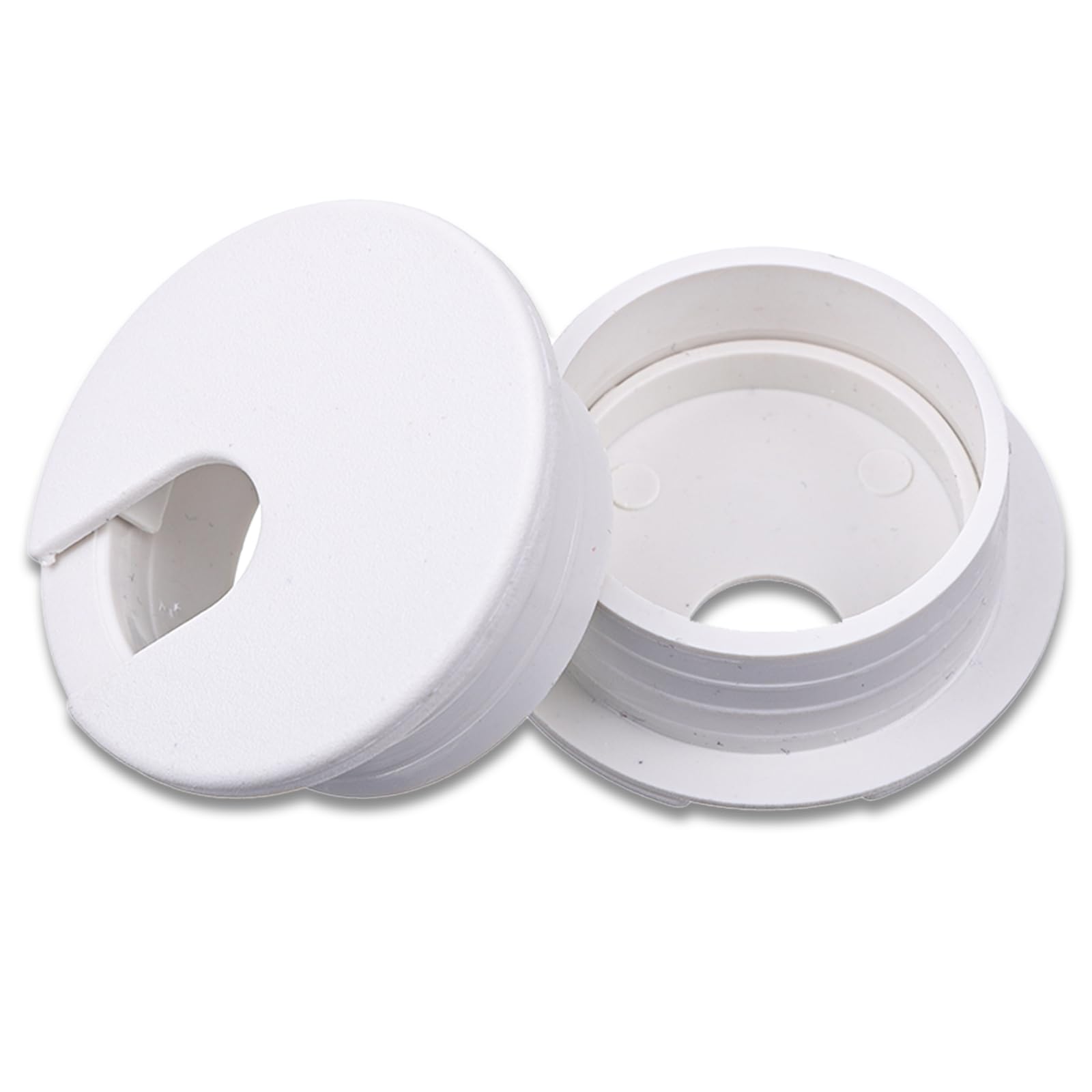 Prasacco 2 pasacables para Escritorio, pasacables de 35 mm, Cubierta de plástico para Agujeros de Escritorio de Color Blanco para Mesa de Ordenador, Mesa de Trabajo, Mesa de