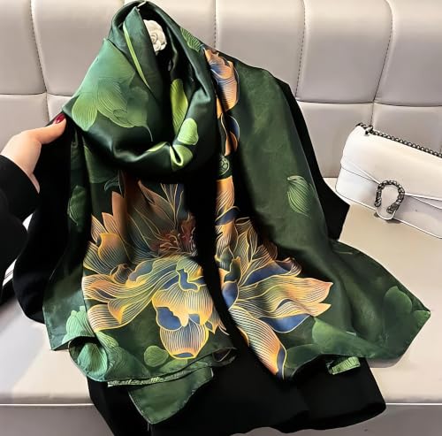 Image of MALINA Women's Polyester Silk Satin Stole Scarf - Soft Lightweight Fashion Wrap, Elegant Floral & Gradient Design, summer stole,Scarf For Women,Premium Stole,Large Size 180x90 cm'