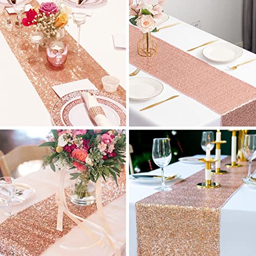 Lomimos Rose Gold Tablecloth And Sequin Table Runner,Disposable Plastic Polka Dots Dining Table Cover Cloth With Glitter Sparkling Decoration For Birthday Wedding Anniversary Party Supplies #TOP5