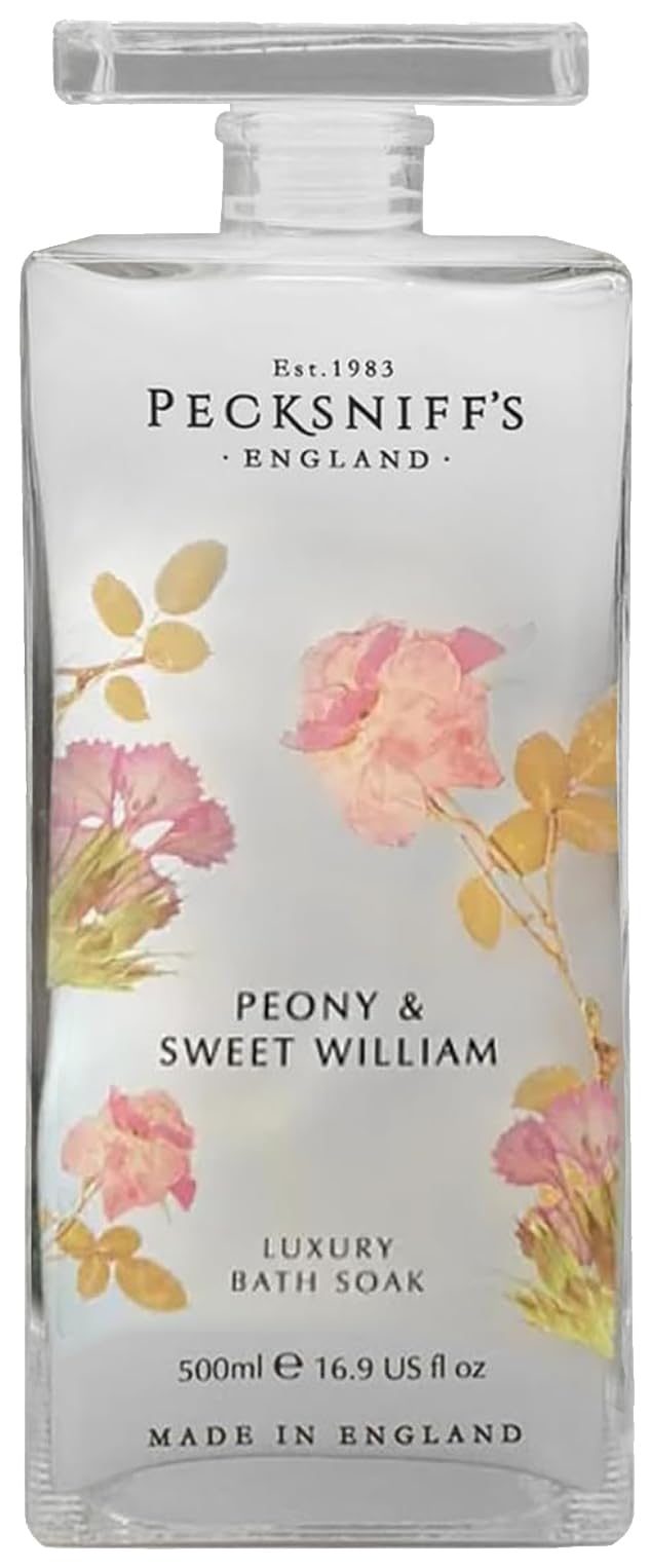 Pecksniff's Peony & Sweet William Bath Soak Decanter | 500ml/16.9 Fl Oz
