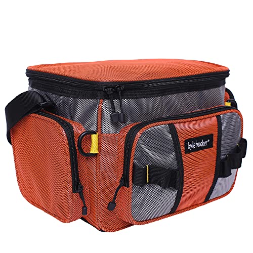 Kylebooker Small Fishing Tackle Storage Bag Fishing Gear Bags Portable Fishing Organizer Shoulder Satchel (Orange) #TOP2